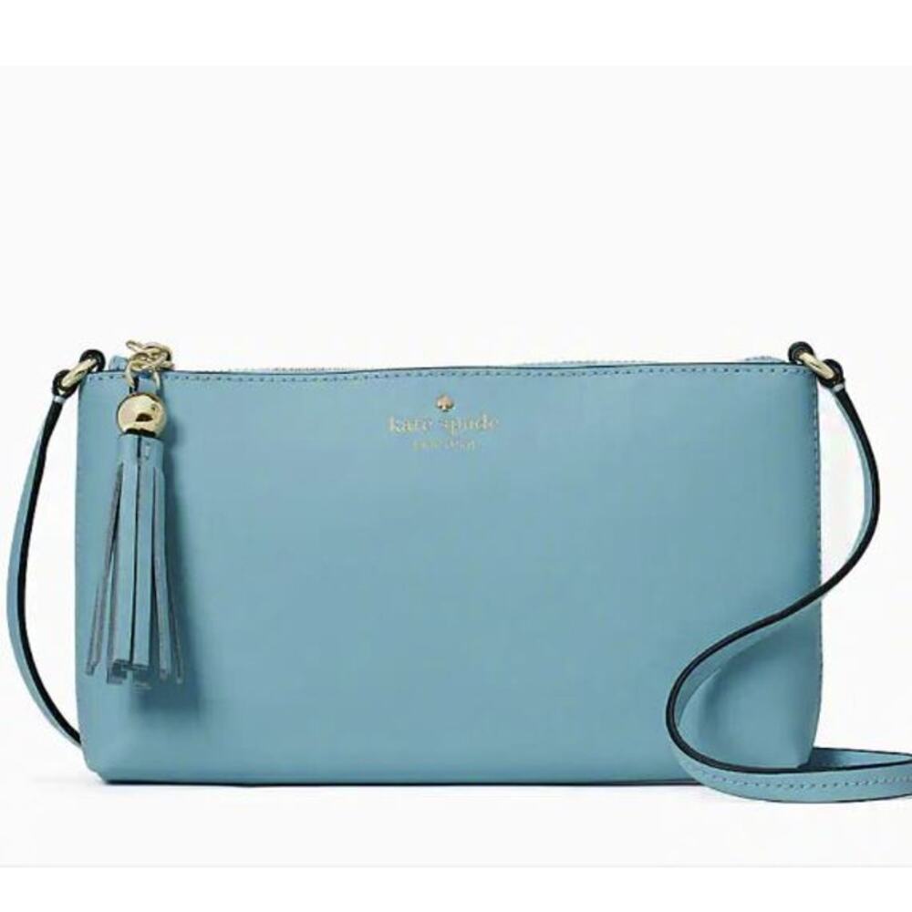Kate Spade BAT Ivy Street AMY Leather Crossbody Purse (Stone Blue) New with tags - Picture 3 of 8